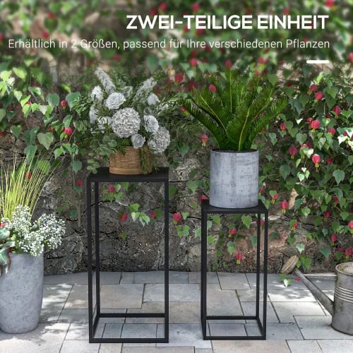 Planteholdere, Stålmateriale, 25L x 25B x 58,5H cm (Lille), 31L x 31B x 65H cm (Stor), Maksimal belastning 5 kg pr. hylde, Stabelbare