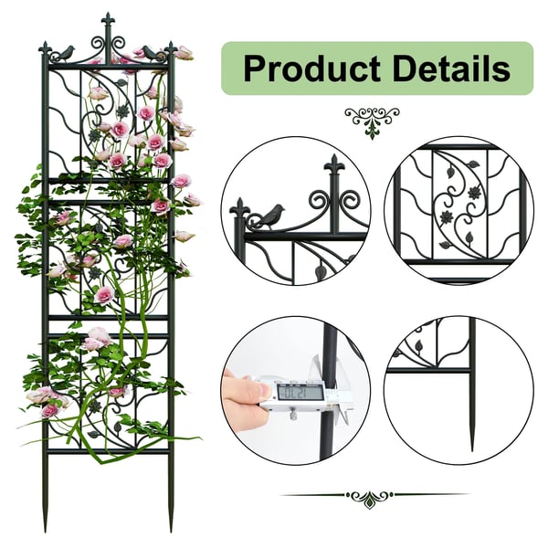 Trellis, Hållbar Metalldesign, Stöder Klättrande Växter,svart
