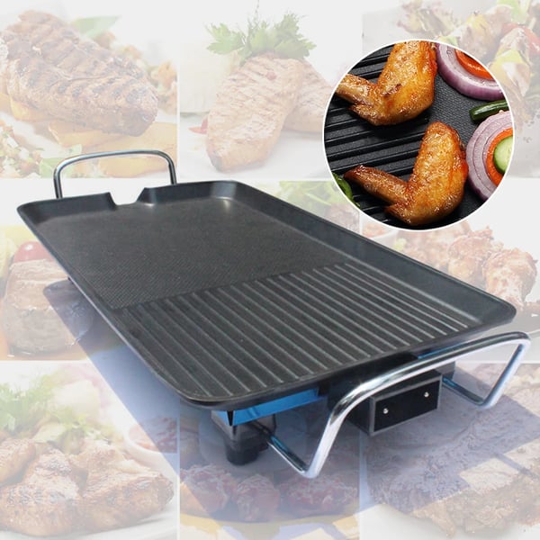 Elektrisk BBQ Grill, 220V, 40 cm x 24 cm, Bordbrug, Non-Stick Kogesurface, 1.8 kg Vægt