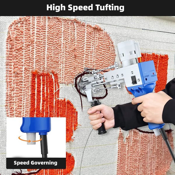 Elektrisk Tæppe Tufting Pistol, 2-i-1 Funktionalitet, Justerbar Hastighed, Tilpasselig Højde på Pile
