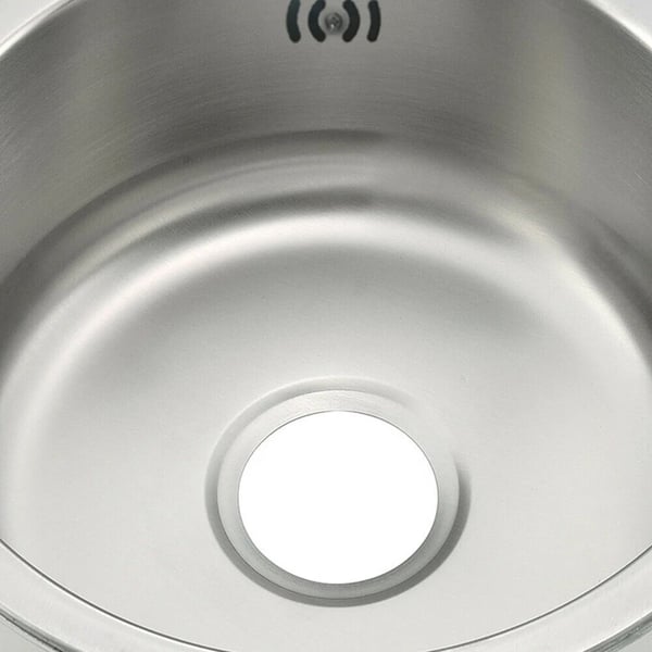 Ruostumattomasta teräksestä valmistettu pyöreä keittiöallas, 0,6 mm paksuus, äänenvaimennus,Hopea