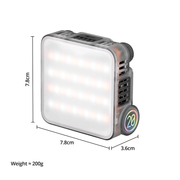 LED Video Lys, Justerbar Farvetemperatur, App Kontrol,M20C kombination