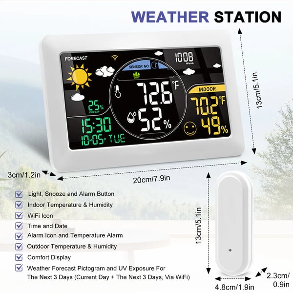 Vejrstation, Smart App Kompatibilitet, Udendørs Sensor,A