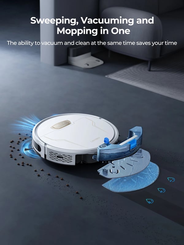 Robotstøvsuger, 4000Pa Sugeevne, Smart Navigation,EU, Evol 3S-Hvid