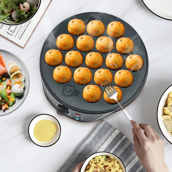 Takoyaki-valmistaja, 18 reikää, sähköinen keittokone,musta