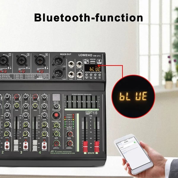 Äänimikseri, 4 kanavaa, Bluetooth-toiminto,EU-pistoke