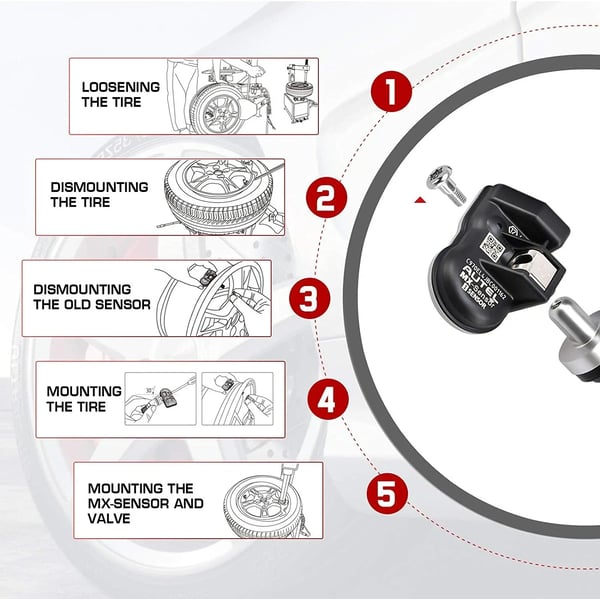 TPMS-sensor, dualfrekvens 315MHz & 433MHz, programmerbar & klonbar,8stk aluminium sensor