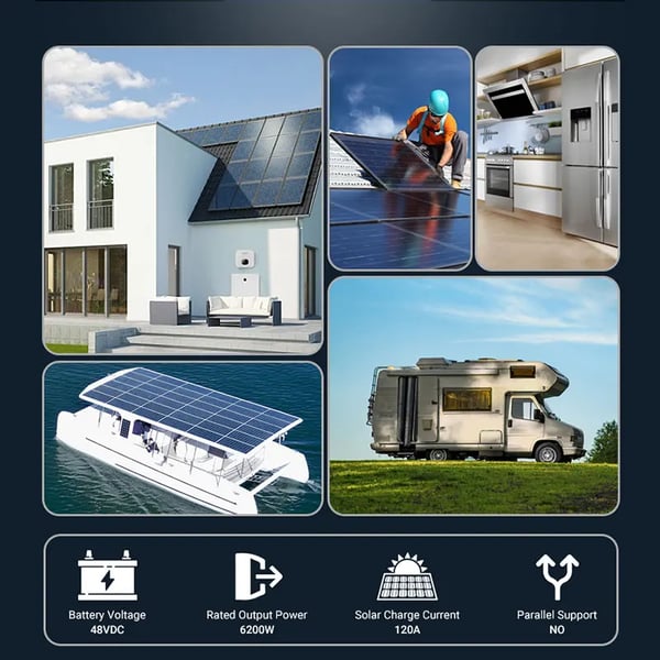 Hybrid sol inverter, ren sinuskurve, WiFi fjernovervågning,ANJ-6200W-48V-WIFI, 48V, 220-240V