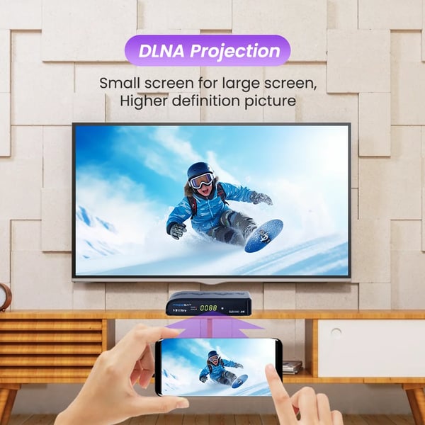 Satellitmottager, 4K Ultra HD, DVB-kompatibilitet,FREESAT V8 Ultra, EU-stik