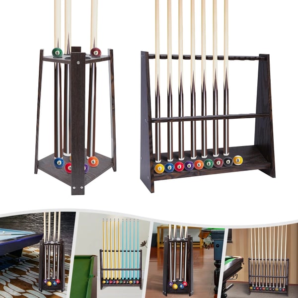 Billardkø Rack, 8-Huls Opbevaring, Alsidig Organizer,Brun