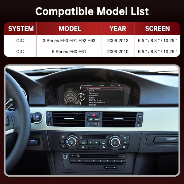 Langaton CarPlay, Ääniohjaus, Android Auto, Yhteensopivuus BMW Sarja 3 5 E90 E91 E92 E93 E60 E61 CIC 2008-2013,CIC-järjestelmä