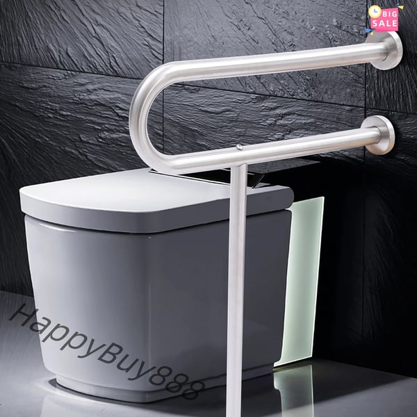 Toilet Sikkerhedsrail, U-formet Design, Stærk Belastningskapacitet,60 X 75cm, Lys Grå