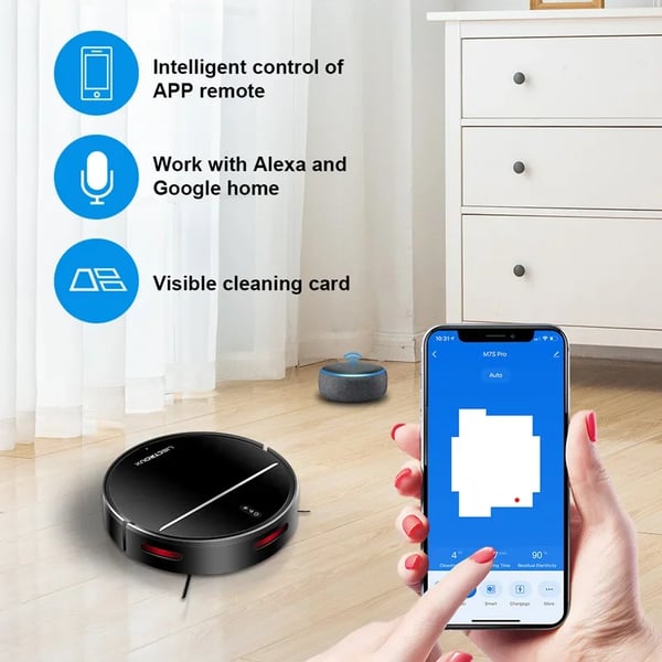 Robotstøvsuger, Kraftig Sugeevne, Smart Navigation,M7SPro-Sort, EU