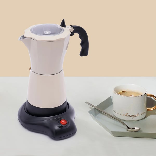 Espressokeitin, kompakti muotoilu, 12,68 unssin kapasiteetti,Kermavalkoinen