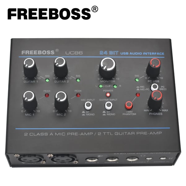 USB Audio Interface, 5 Indgangskanaler, 24Bit 48KHz Optagelse,UC86