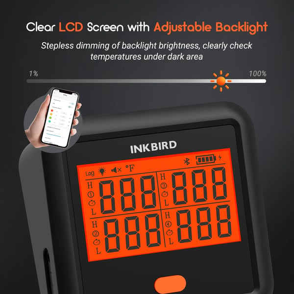 Kötttermometer, Bluetooth-anslutning, 4 Prober ingår,BBQ-termometer