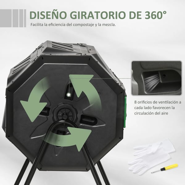 Komposter, 160L kapacitet, rund form, metallmaterial, Choklad