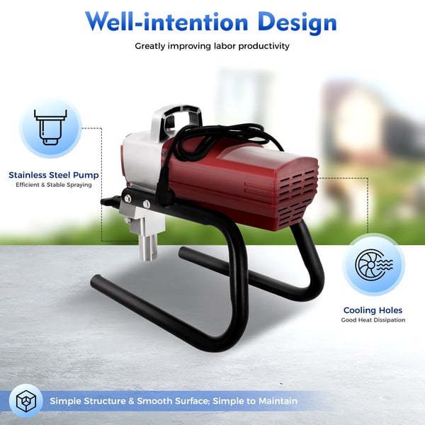 Luftløs Vægmaling Sprøjte, 1800W, 220V, 1.8L/min Flow Rate, 9m Slangens Længde, 250mm Sprøjtebredde