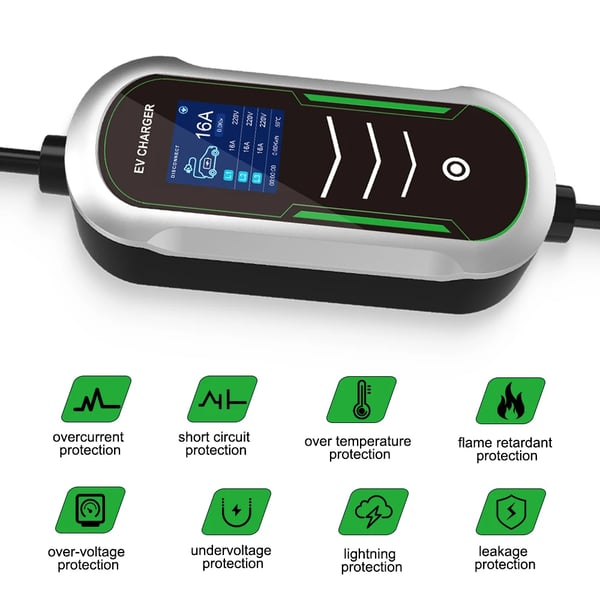 Bærbar EV-lader, 11KW effekt, 5M kabel,11KW 16A 5M, TYPE2