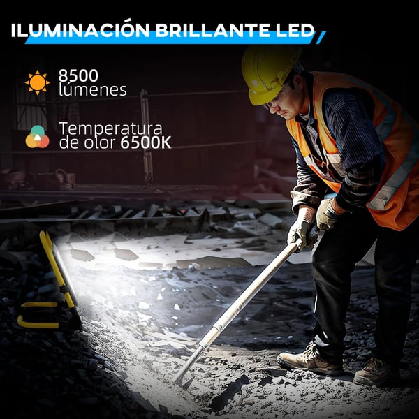 HOMCOM LED Spotlys, Høj Luminøs Flux Rækkevidde, Justerbare Standhoveder, Ideel til Industrielt Brug
