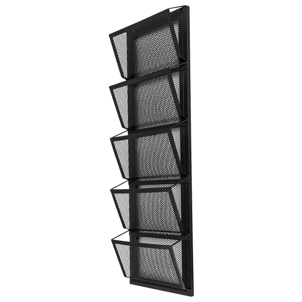 Vægmonteret filholder, 5 niveauer, holdbar jernkonstruktion,1-5 celler, sort