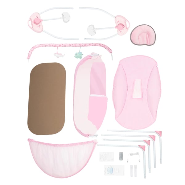Babyvugge, Auto-svingfunktion, Fjernbetjening,Pink