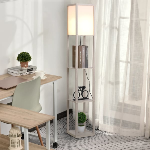 Gulvlampe, Eg Materiale, Højde 160 cm, Bredde 30 cm, Dybde 20 cm, E27 kompatibilitet