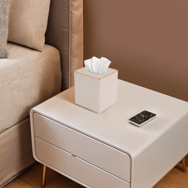 Vævsboks, Moderne Design, Nem at Rengøre,Off-white