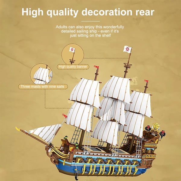 Piratskib Konstruktionssæt Model, 3162 Dele, Kommer med Monteringsvejledning,med instruktion
