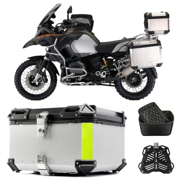 Motorcykeltrunk, Vandtæt Aluminium, Universel Kompatibilitet,45L-sølv