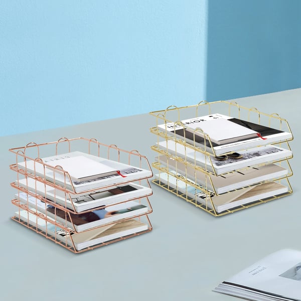 Dokumentfack, Stapelbar Design, Modern Stil,Guld