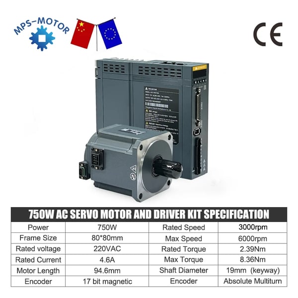 AC Servo Motor, 750W Effekt, 2,39Nm Moment,3000rpm