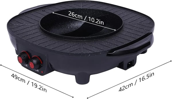 Elektrisk Grill, Hot Pot Funktion, Præcis Kontrol,sort