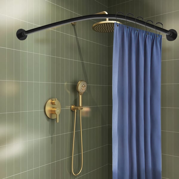 Bruseforhængsstang, L-formet, teleskopisk design,sort