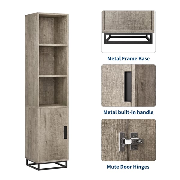 Narrow Bathroom Cabinet, MDF træ, 36 cm dybde, 40 cm bredde, 178 cm højde, justerbare hylder