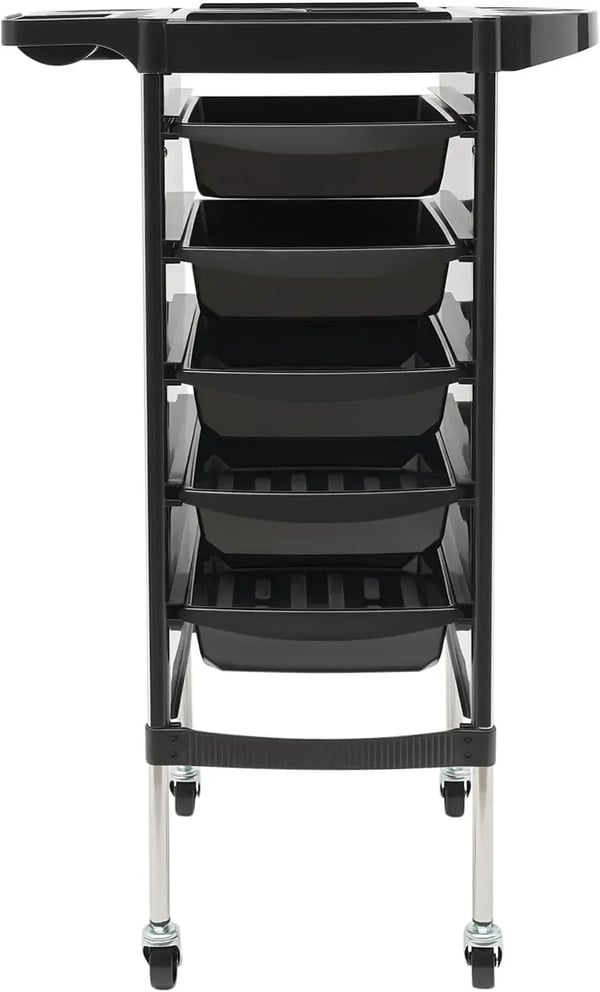 Salongsvagn, 6-nivådesign, 5 lådor,svart
