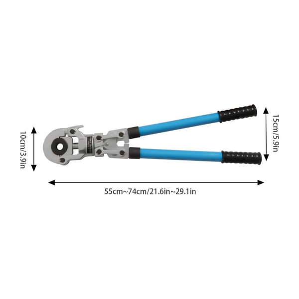 Säädettävät hydrauliset puristuspihdit, 6 tonnin maksimivoima, tehokas ratchet-rakenne, monipuoliset putkiliitoksiin.