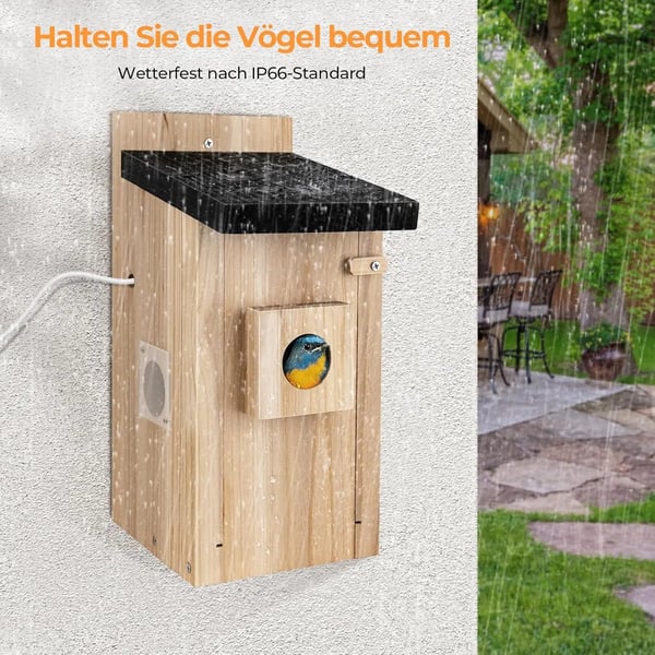 Fågelhuskamera, 5 Miljoner Pixlar Nattseende, Naturlig Trädesign,M, Ljusgrå
