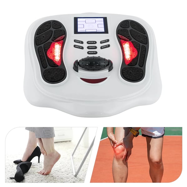 Elektrisk Fodmassageapparat, LED-display, Fjernbetjening, Justerbar Styrke,220V, HVID, EU Stik