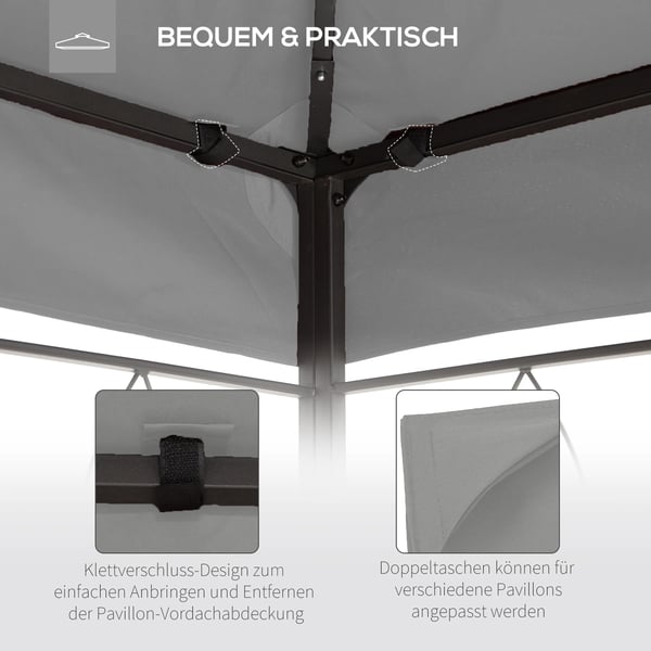 Havepavillon Tag Overdækning, Polyethylen Materiale, 3m x 4m Dimensioner, Kompatibel med Standard Strukturer, UV Beskyttet, Lys Grå Farve
