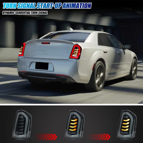 LED Baglygter, 12 V, 35 W, 3400 LM, Sekventiel Blinklys, Kompatibel med Chrysler 300 2011-2014