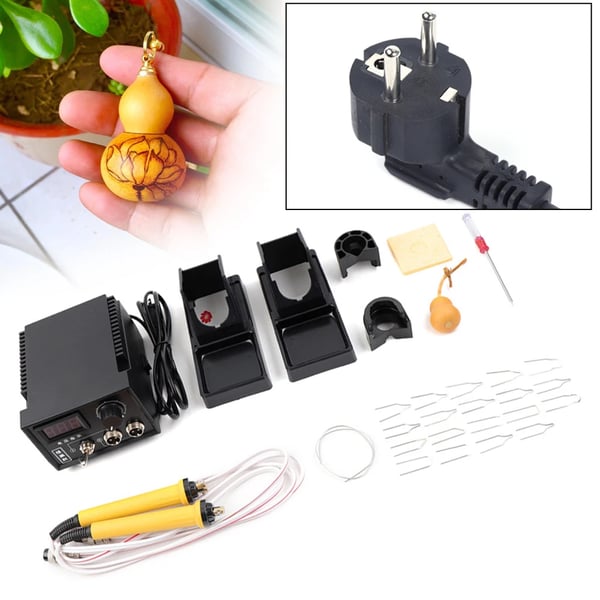 60W Pyrografi Kit, 19 Tips, Digital Temperaturkontroll, Fullständiga Tillbehör