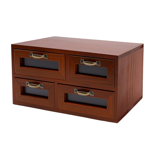 Skrivbordsorganisatör, 4-lådes design, retrostil,Mörkbrun