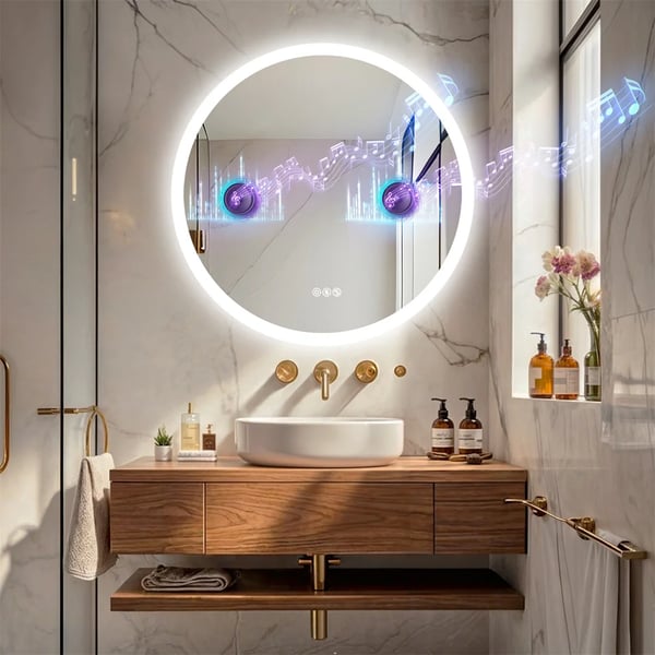Badeværelsesspejl, Bluetooth-forbindelse, Anti-dug funktion,Aluminium, 80cm(32inch)