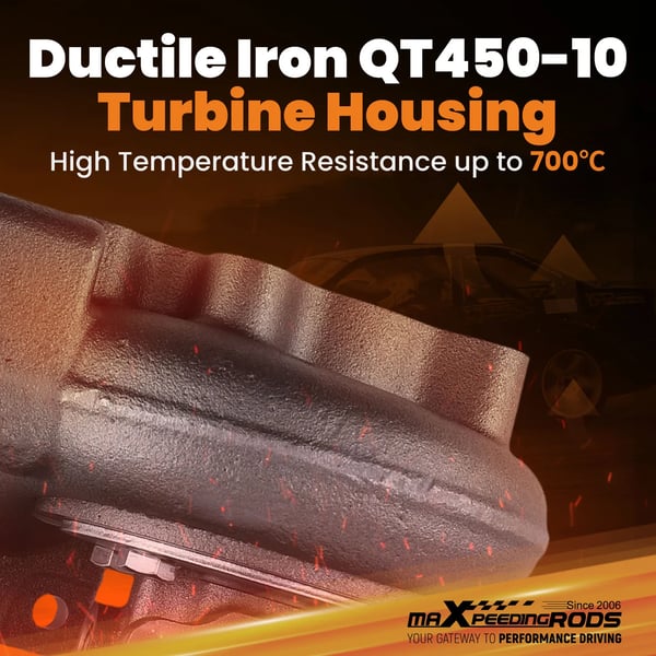 Turbocharger, Turbine A/R 0.64, Kompressor A/R 0.60, Dimensioner 26x25x23 cm, Olieforsyning 12 mm, Hestekræfter Op til 350 HK