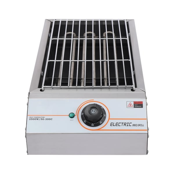 Elektrisk BBQ Grill, 2,5KW Effekt, Justerbar Temperatur 50-300°C,sølv