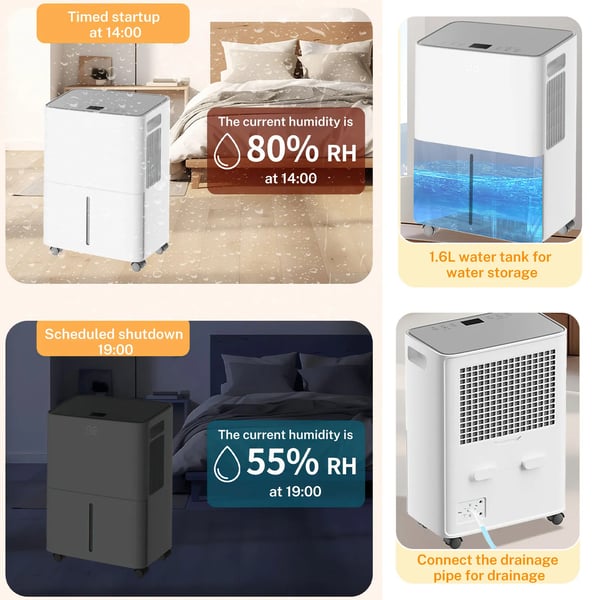 Affugter, 12L Fugtudtagning, Stille Drift,220V, EU stik