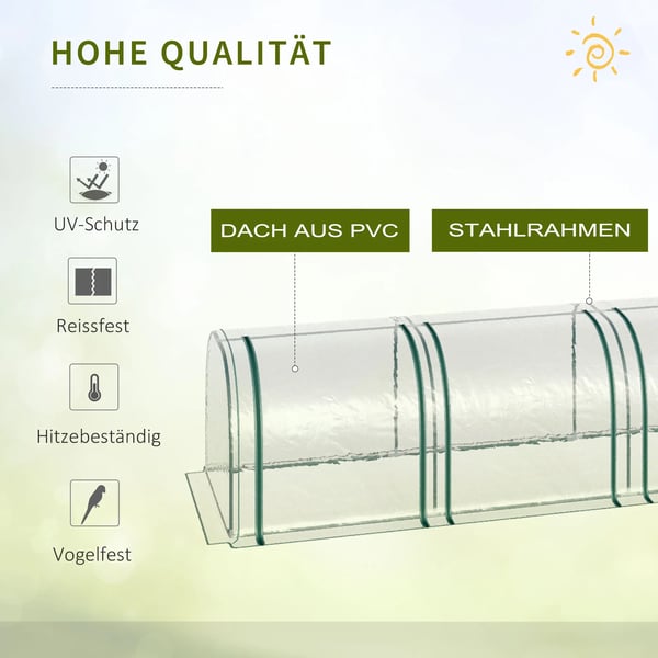 Drivhus, Stålramme, Vandtæt Plastdække,HVID