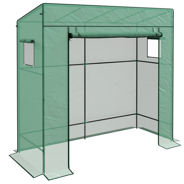 Havehus, Stålramme med PE-dække, 196 cm x 77 cm x 197 cm, Vandtæt: Ja, Lynlåse rulle dør, Beskytter planter mod hårdt vejr