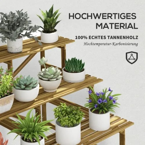 Haveplantningsbed, solid fyrretræ, tre-niveau design, hævet struktur, belastningskapacitet 90 kg, forbedret stabilitet
